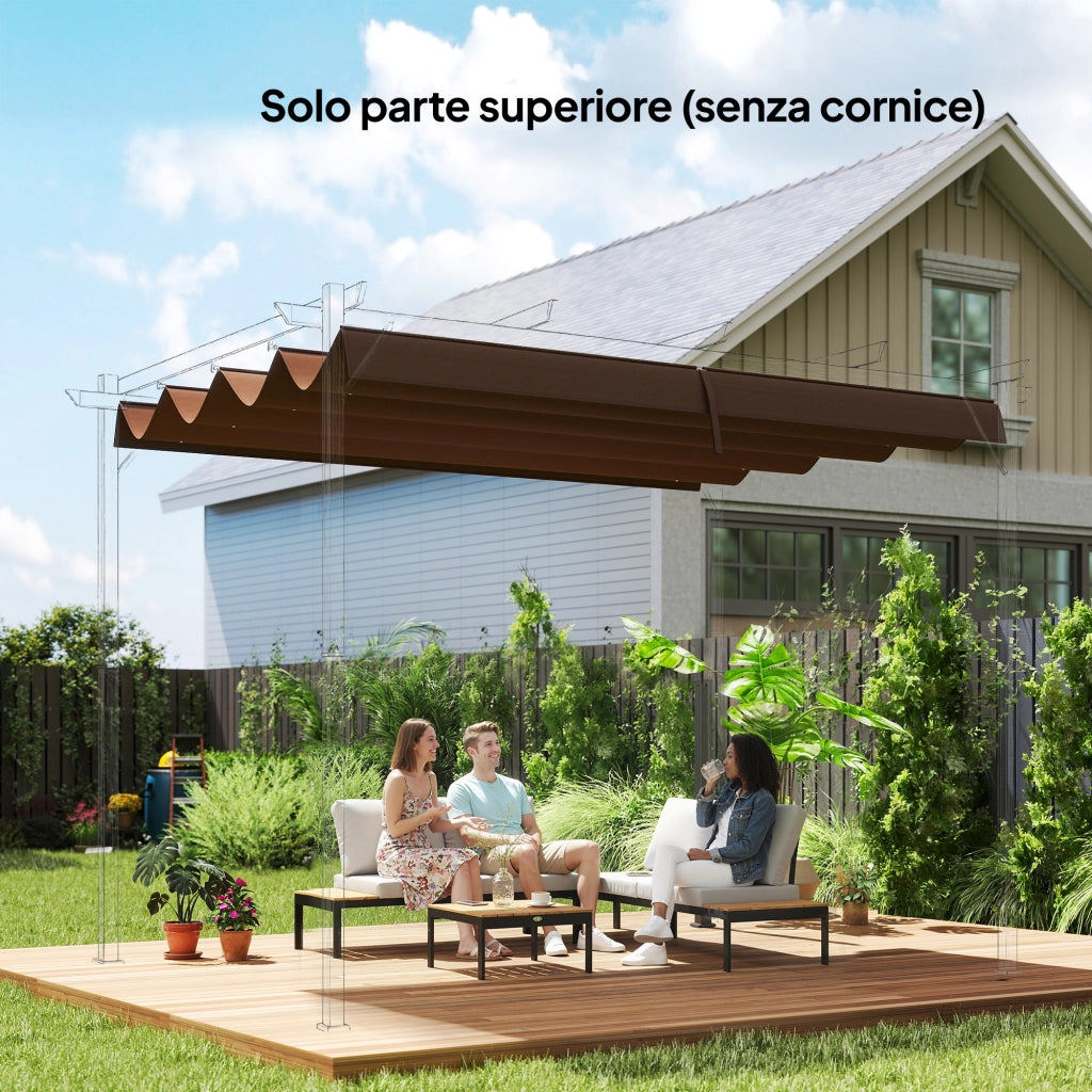 Telo Pergola per Esterni ¨C Zephmum ¨C Poliestere Bianco Caff¨¨ 286x245 cm