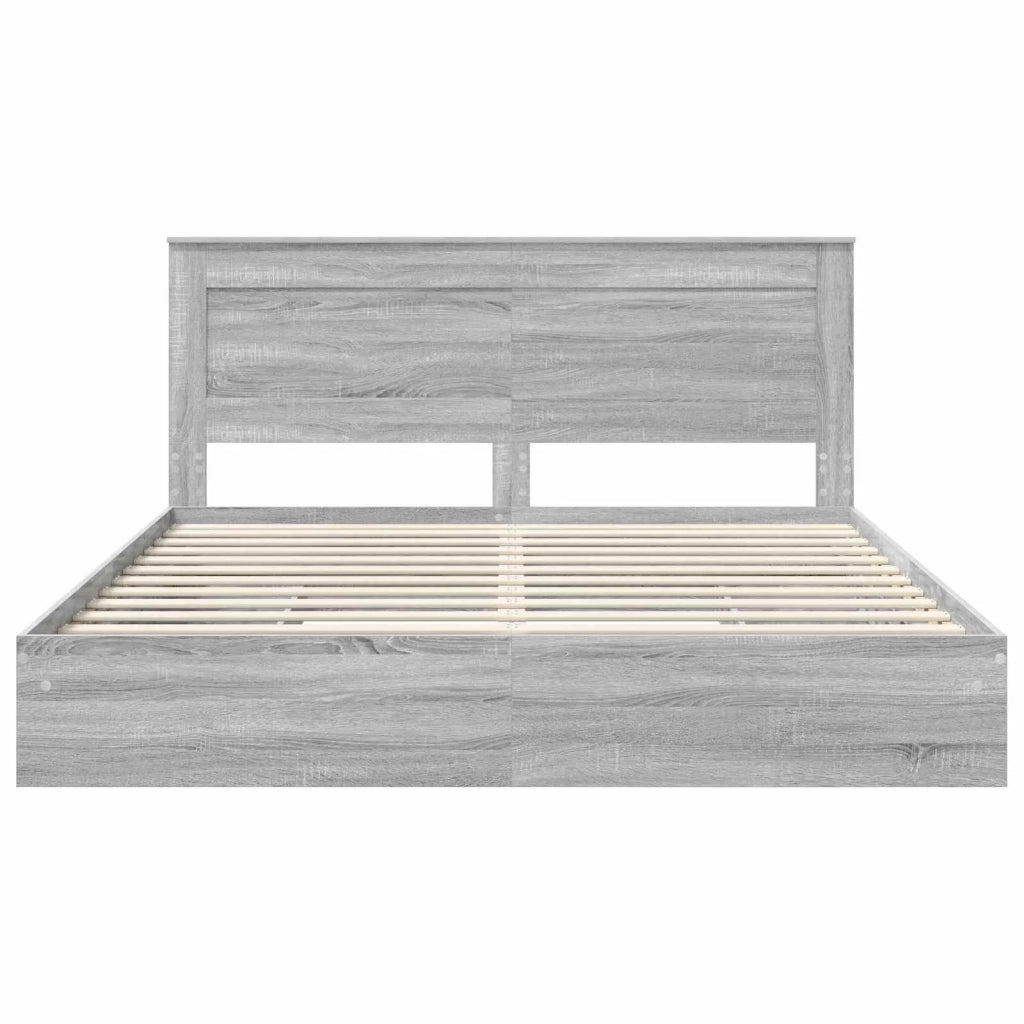 Letto con Contenitore con testiera Grigio Sonoma 200 x 200 cm 3410223