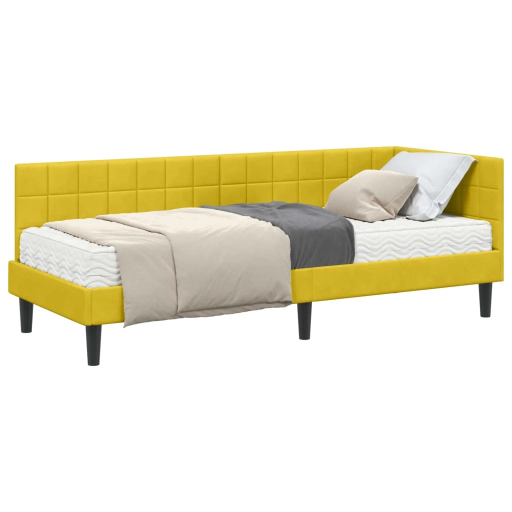 Struttura Letto Angolare con Materasso 2 pz-Giroletto con materasso Giallo Velluto 769460