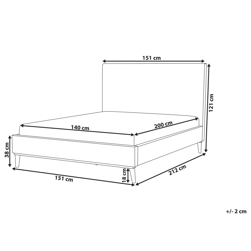 Letto matrimoniale Tessuto grigio 140 cm 6 Struttura imbottita a nido d'ape trapuntato