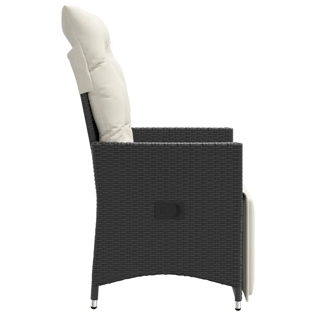 Sedie Reclinabili da Giardino 2 pz con Cuscini Nero Polyrattan 365666