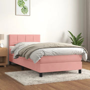 Giroletto a Molle con Materasso-Struttura Letto Rosa 100x200 cm in Velluto 925202