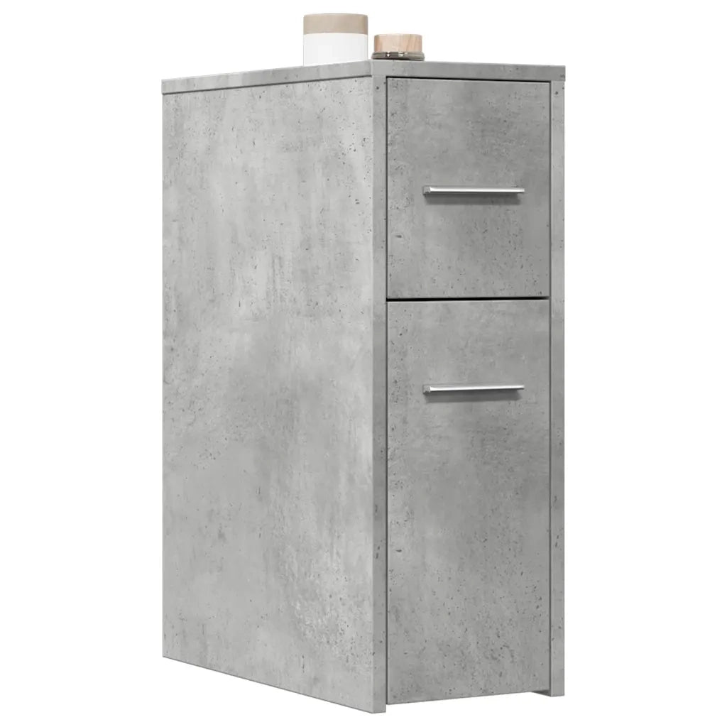 Armadietto da Bagno Stretto con Ruote Grigio Cemento Truciolato 855280