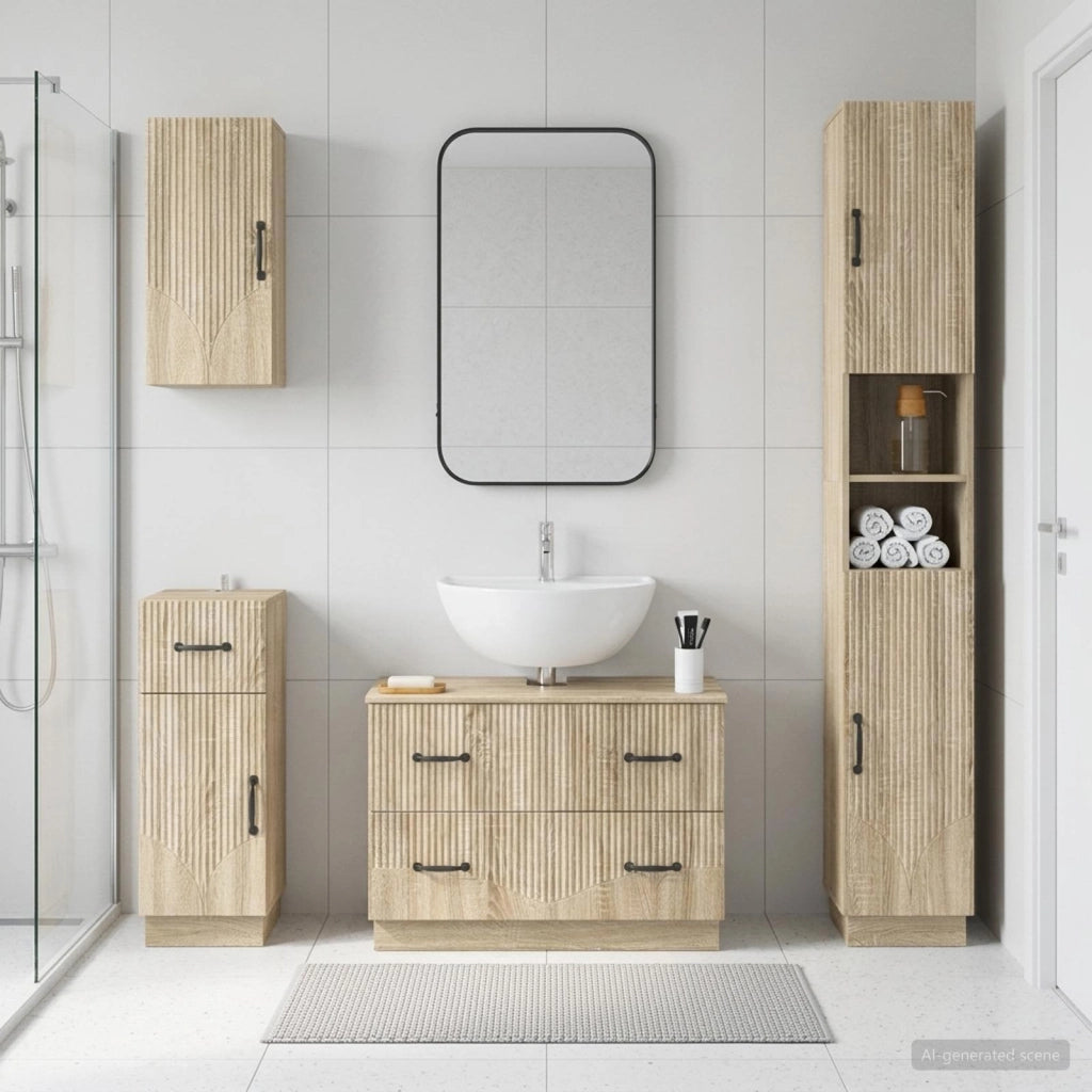 Set di Mobili da Bagno da 4 Pezzi HOORN Rovere Sonoma 3417956
