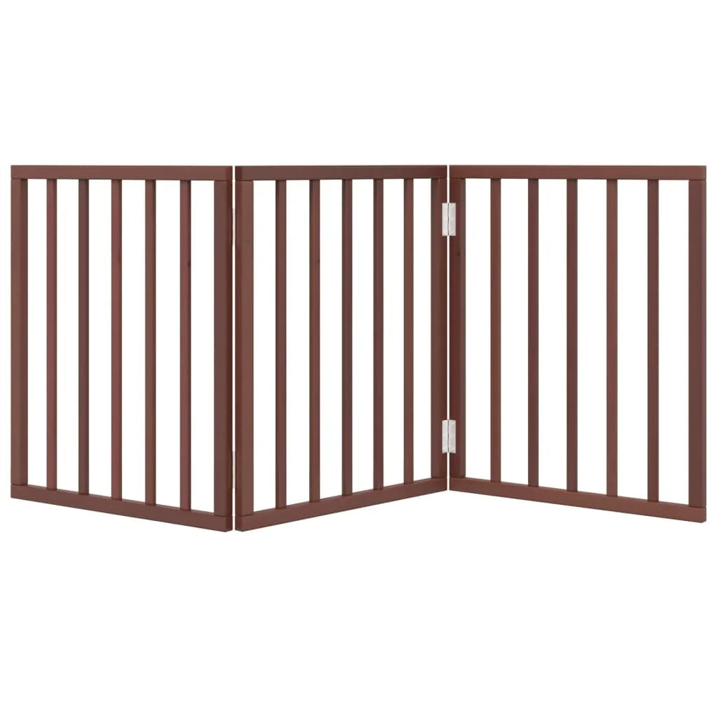 Cancelletto di sicurezza pieghevole per cani a 3 pannelli 150 cm legno di pioppo marrone 02_0023072