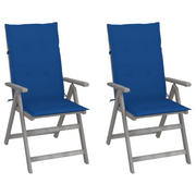 Sedie da Giardino Reclinabili 2 pz con Cuscini Massello Acacia cod mxl 6524
