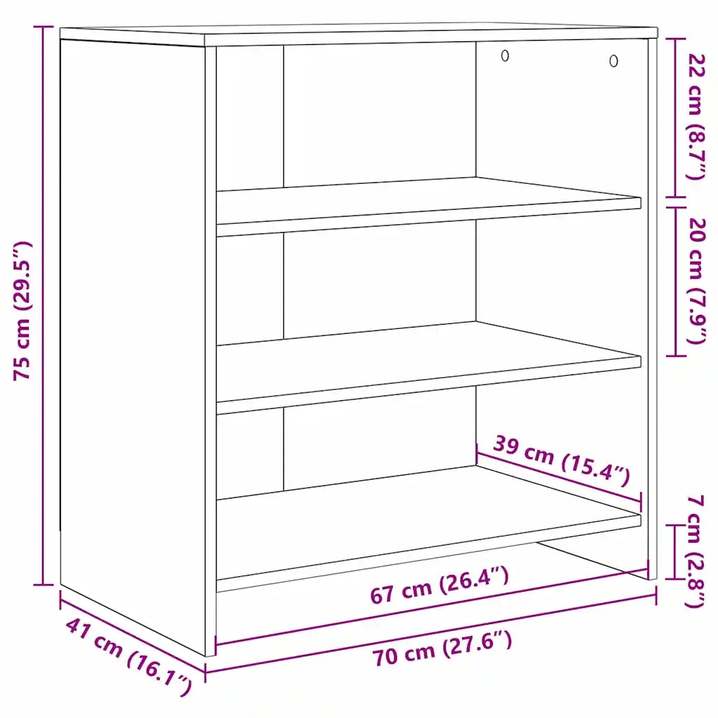 vidaXL Credenza Nero 70 x 41 x 75 cm Legno multistrato