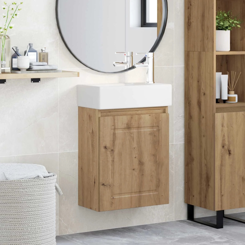 Mobile bagno con rubinetto Rovere Artigianale
