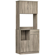 Credenza Moderna per Cucina o Sala da Pranzo, Mobile Buffet con Armadietti e Cassetti in Legno, Grigio, 71x41x178cm