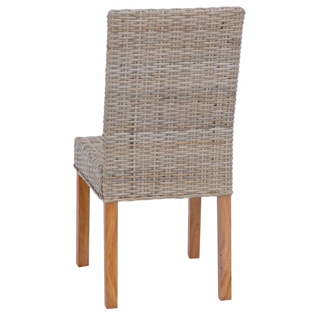 Sedia da pranzo 2 pcs Rattan Kubu e Legno Massello di Mogano