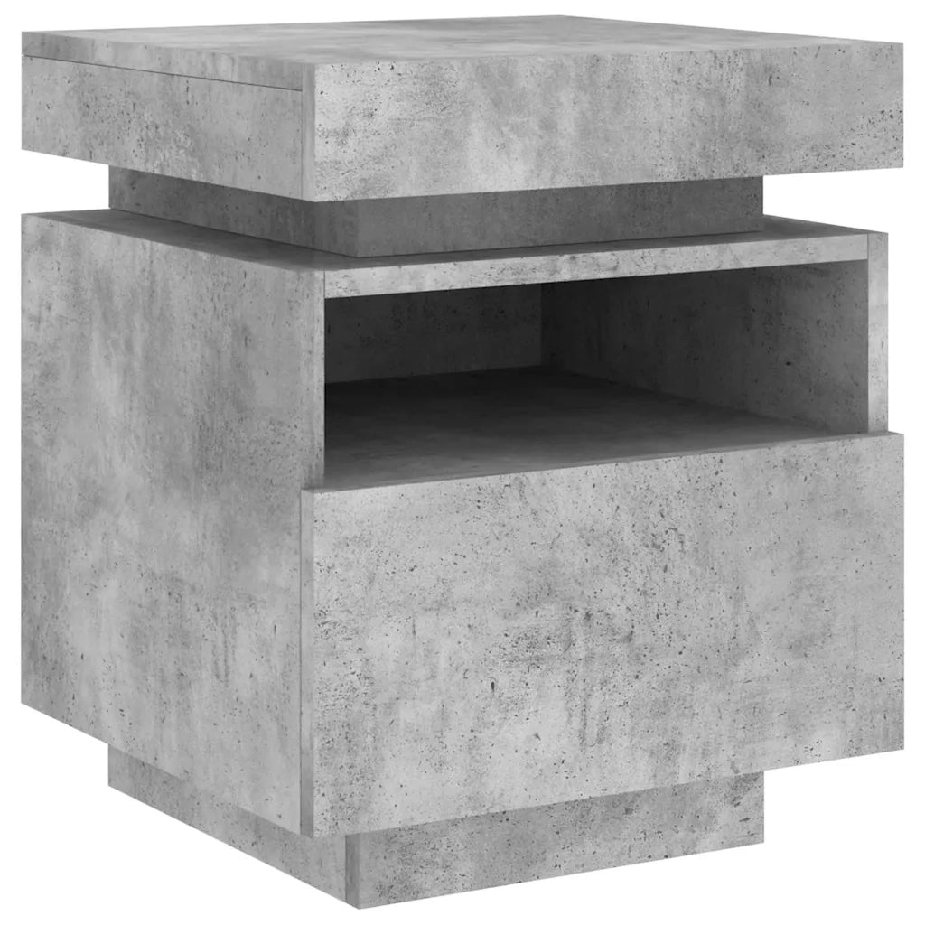 Comodini con Luci LED 2 pz-Set di 2 Tavolino da notte Grigio Cemento 40x39x48,5 cm