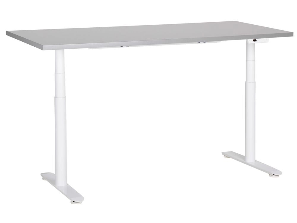 Scrivania regolabile elettricamente grigia e nera 160 x 72 cm struttura in acciaio verniciato a polvere