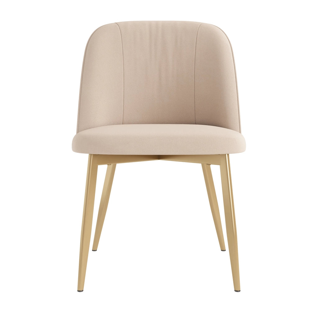 Sedie da Pranzo in Velluto ¨C MINIMAL ¨C Beige e Oro, Set 6 Pezzi, Stile Moderno