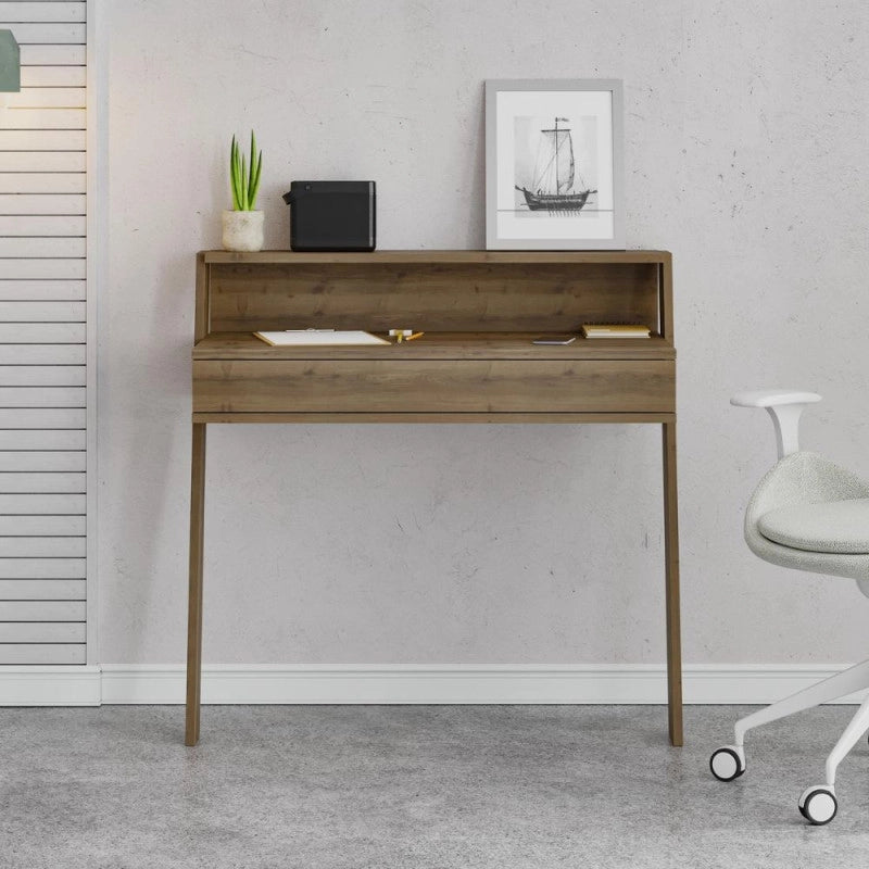 Scrivania da parete hitit noce con cassetto Cowork 94 cm.