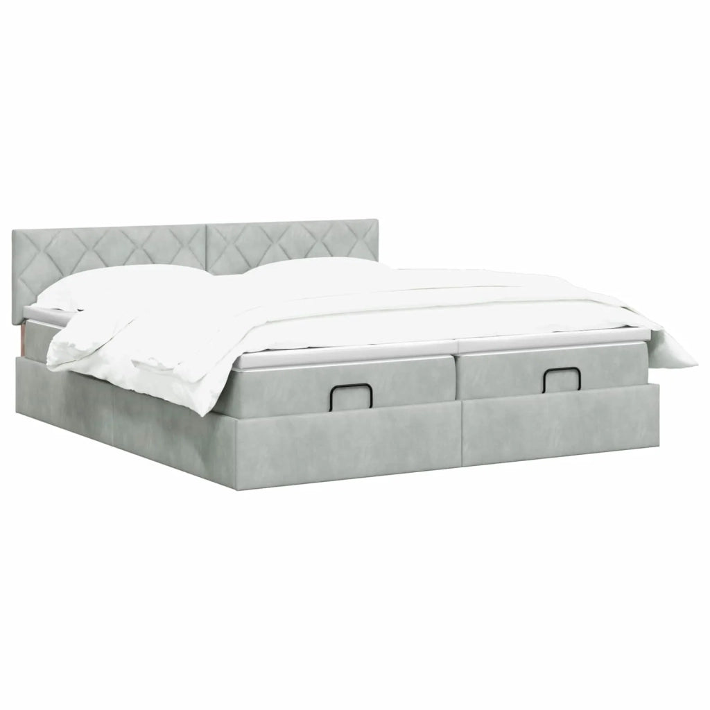Letto ottomano con materasso 2 pz Grigio Chiaro Velluto 3456762