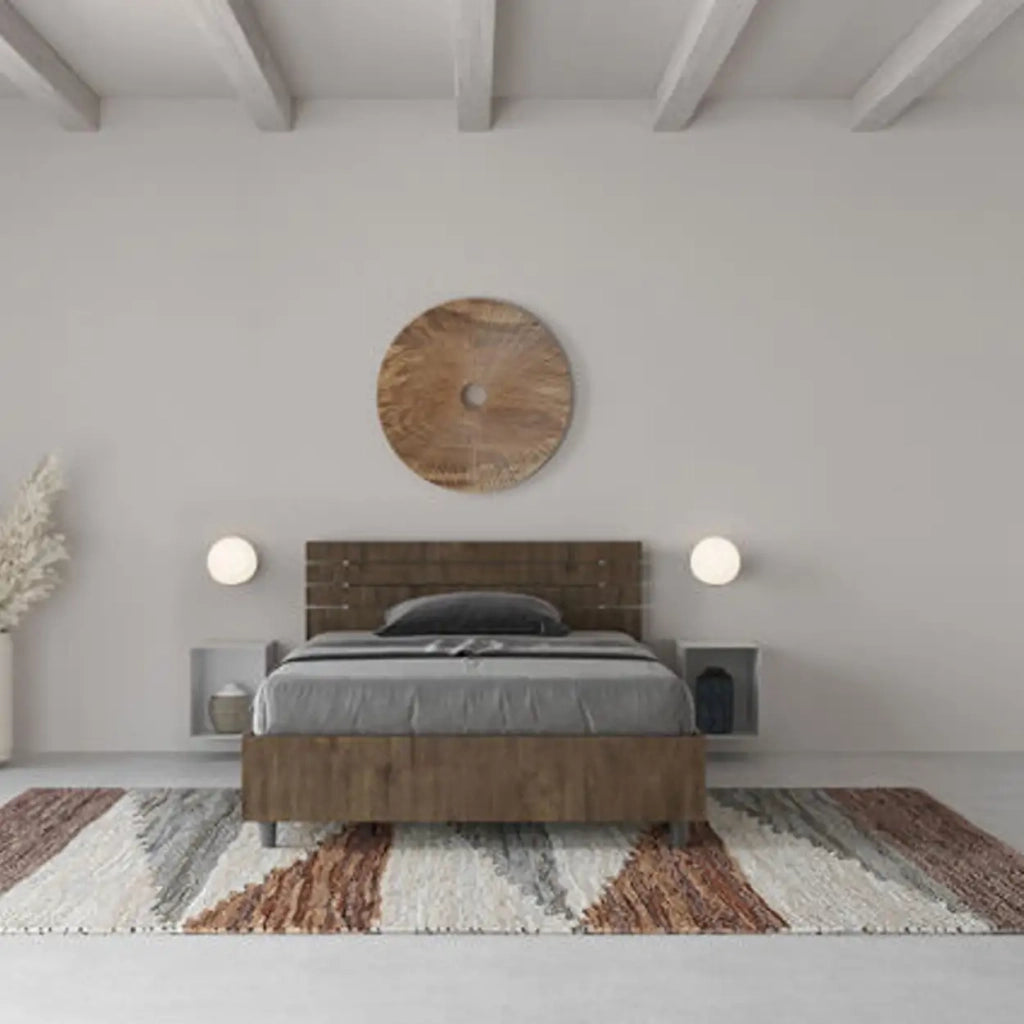 Letto una piazza e mezza contenitore 120x190 testata inclinata con doghe noce Ankel
