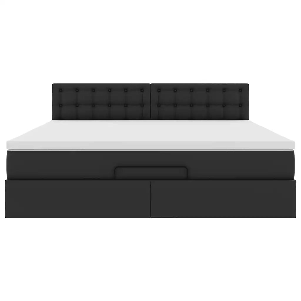 Struttura Letto Pouf con Materasso Nero 180x200 cm Similpelle 3311318