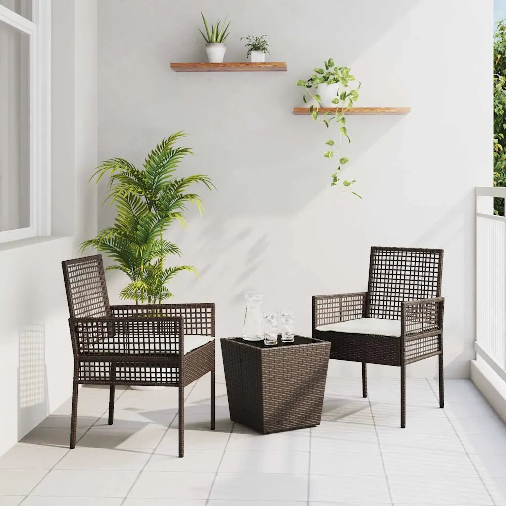 Set Bistro da Giardino 3 pz | Set Salotto da Giardino Marrone polyrattan