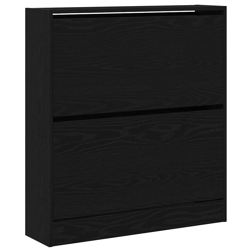 Mobile per scarpe con lo scaffale Rovere Nero 80 x 21 x 87,5 cm 862216
