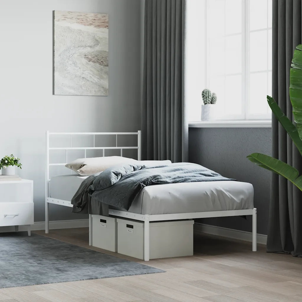 Giroletto con Testiera Metallo Bianco 107x203 cm 355704