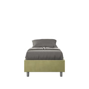 BS COM Letto singolo con rete imbottito 90x190 microfibra tè verde