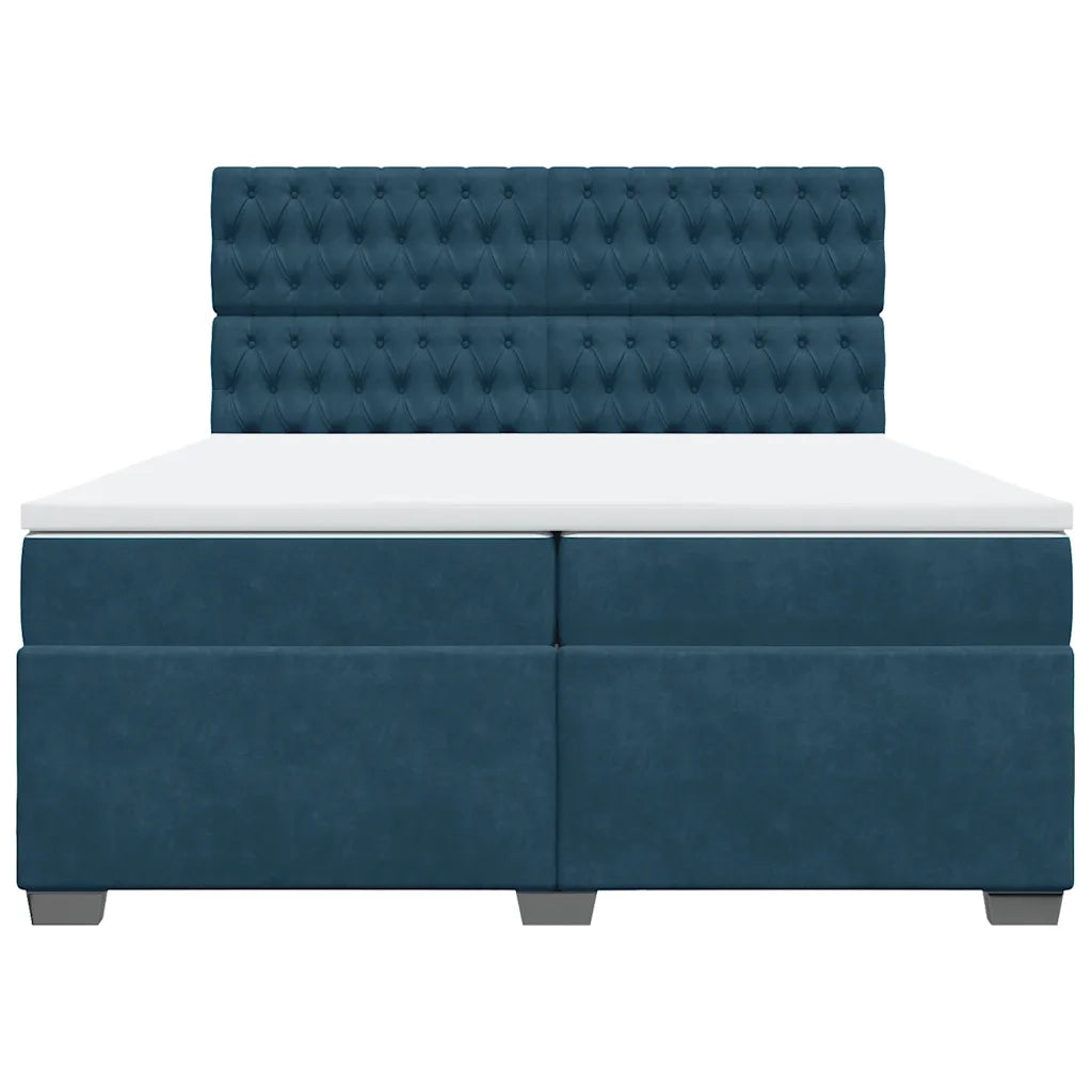 Giroletto a Molle con Materasso Blu 200x200 cm in Velluto