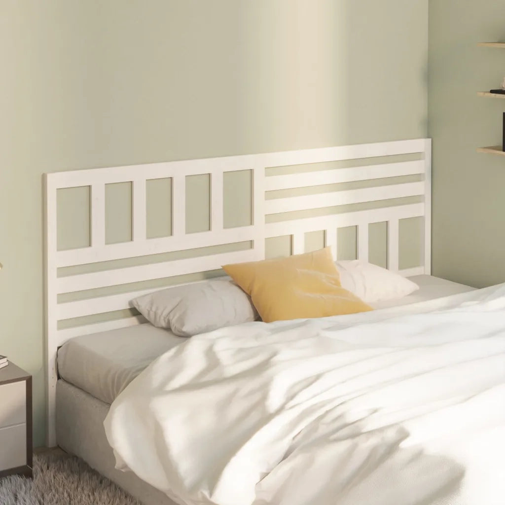 Testiera | Testata per Letto Bianca 206x4x100cm in Legno Massello di Pino