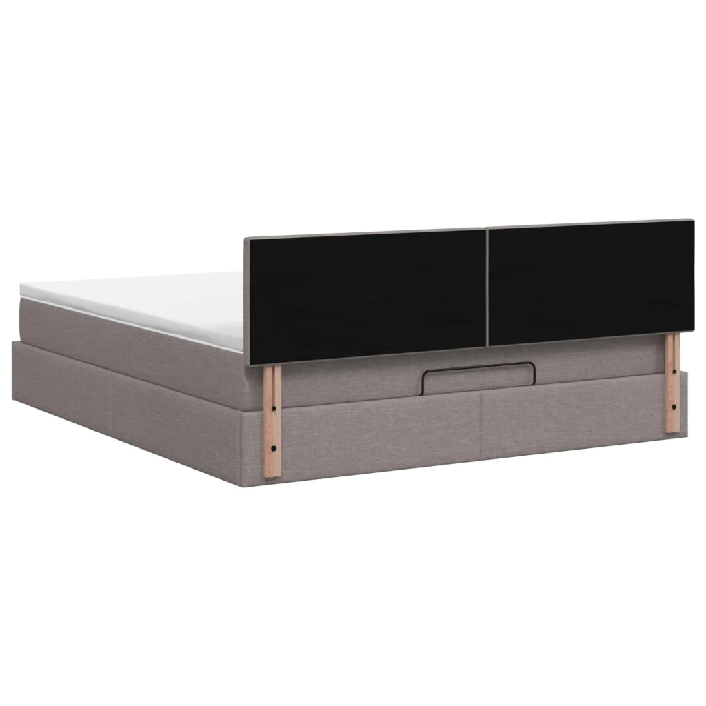 Letto ottomano con materasso Tortora 140 x 190 cm Tessuto 3456327