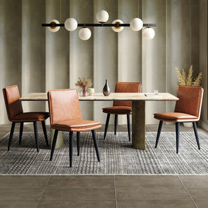 Set 2 sedie da pranzo - Xylo - PU marrone con doppio cuscino