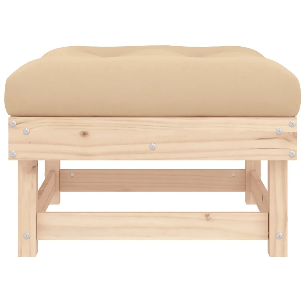 Poggiapiedi da Giardino con Cuscini 2 pz Legno Massello di Pino 825464
