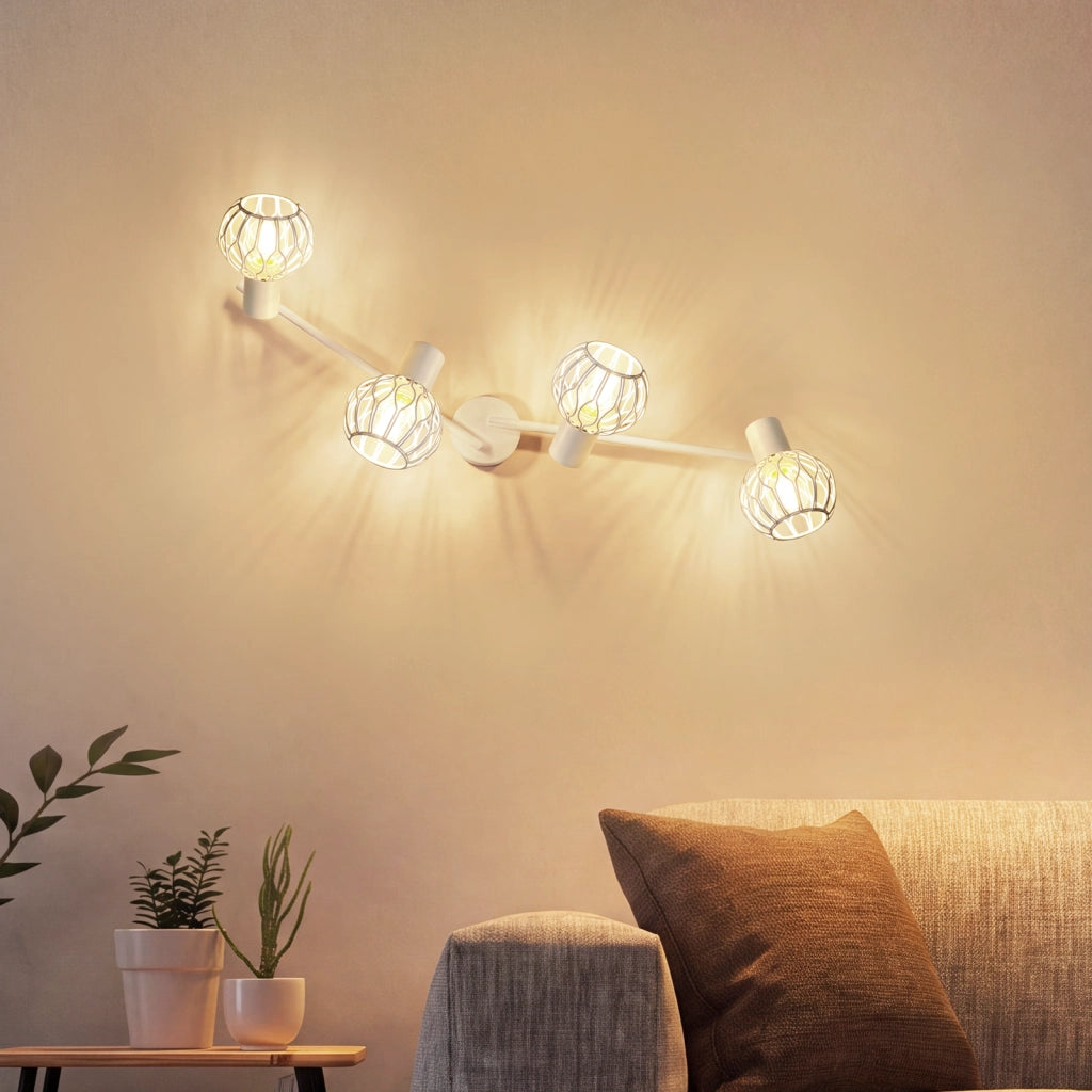 ZMH Faretto da soffitto 4 Luci Bianco E14 Metall Orientabile Moderni per Soggiorno Cucina Corridoio Senza Lampadina