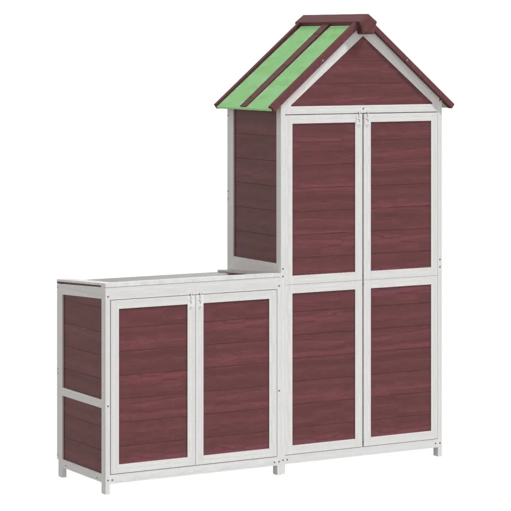 Set Rimessa Attrezzi da Giardino 2pz Moka Legno Massello Pino 172251