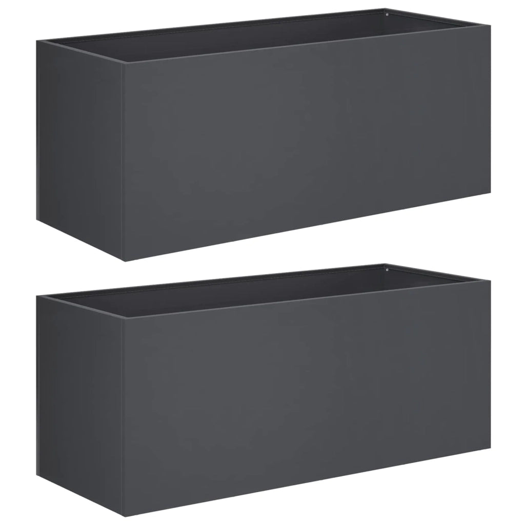Vaso da giardino 2 pz Antracite 100 x 40 x 40 cm 8005251