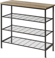 Opbergrek 4 livelli con struttura metallica stile industriale per ingresso salotto - grigio + nero TXJ004Y Schoenenrek