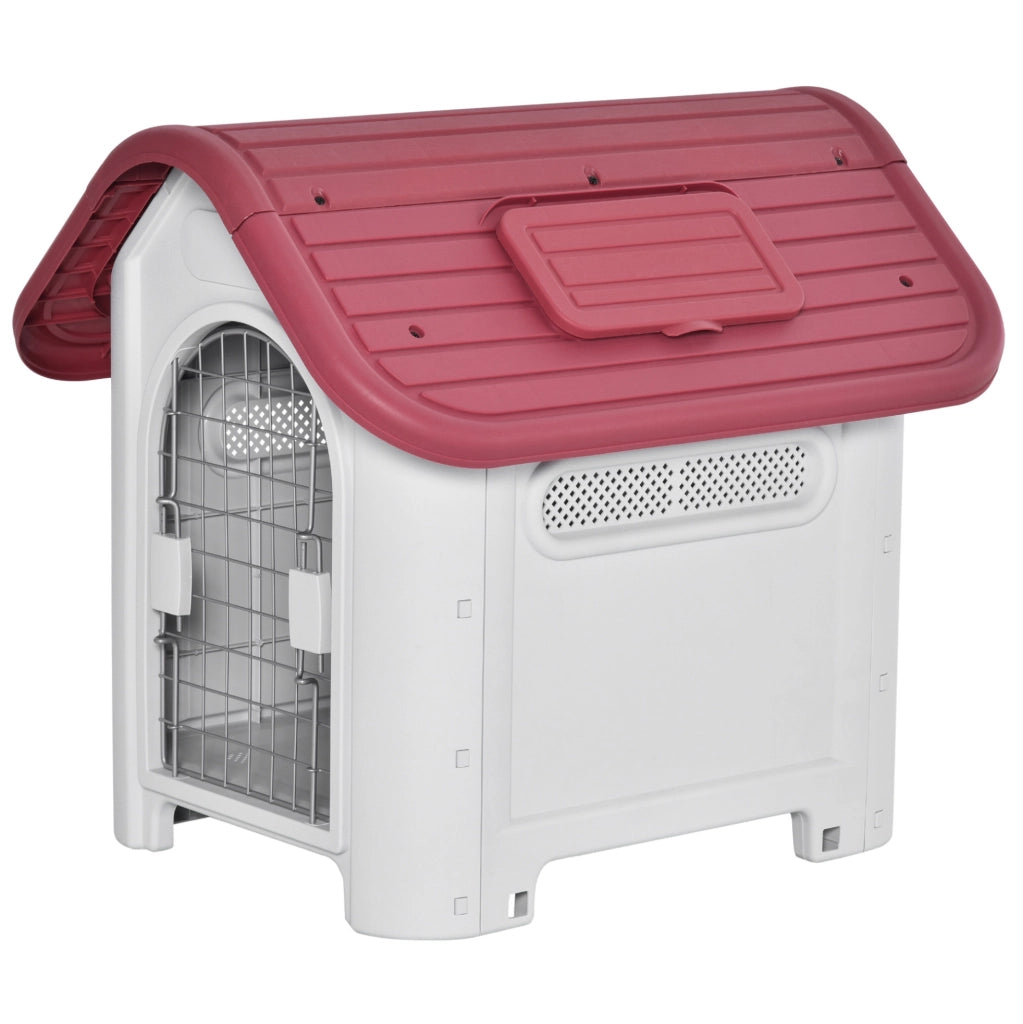 Cuccia per cani 75x59x66 cm in plastica rossa impermeabile da esterno –