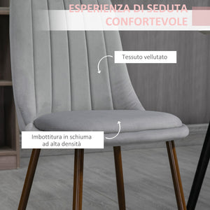 Set 4 Sedie Imbottite 47x55x86 cm in Poliestere e Acciaio Grigio