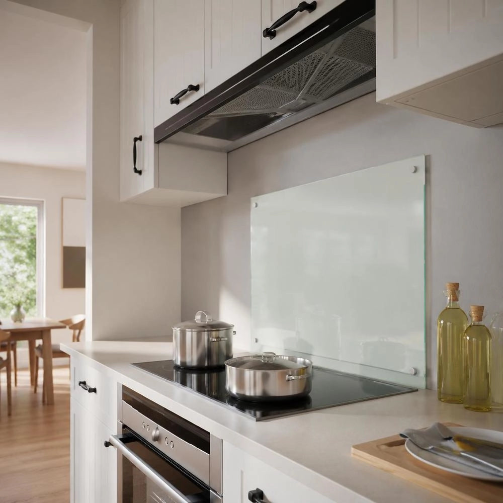Kitchen Backsplash White 70x60 Cm Tempered Glass