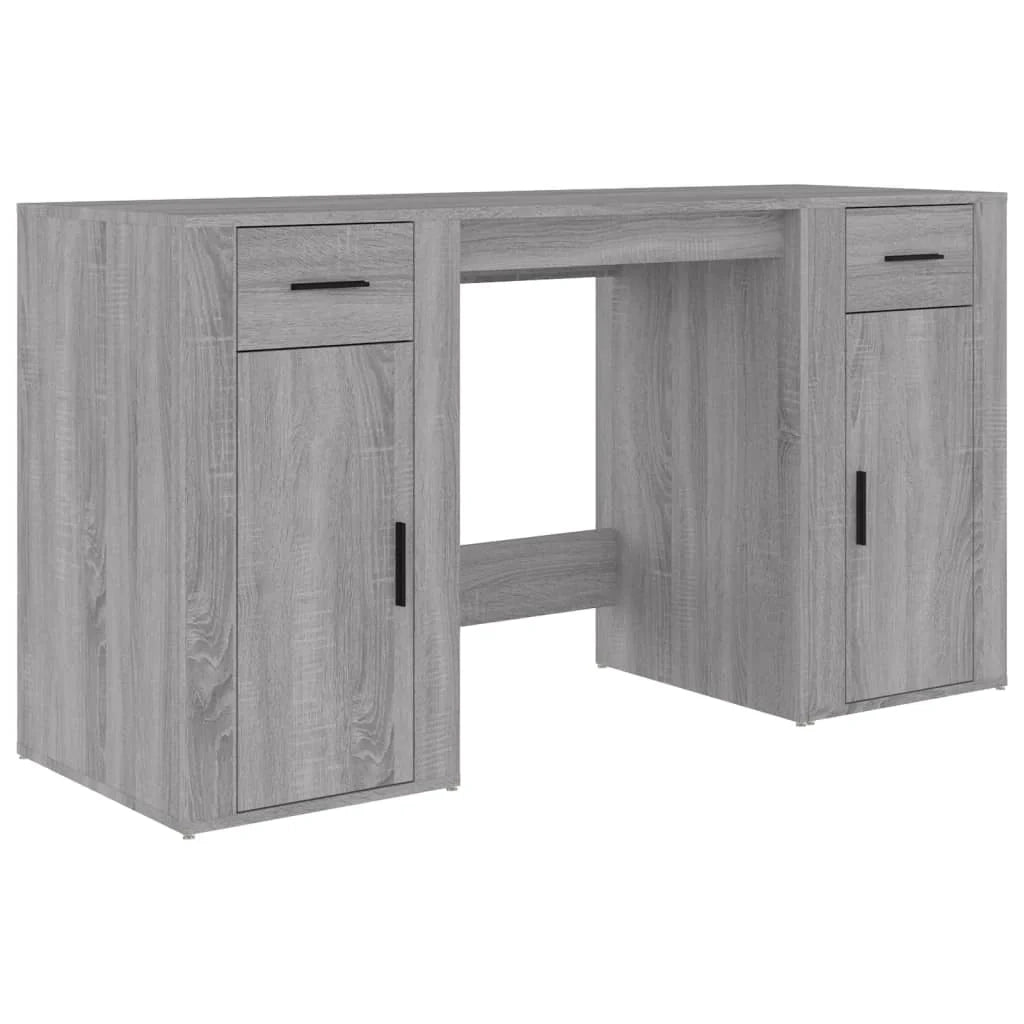 Scrivania da ufficio postazione di lavoro mobile per computer studio con mobiletto legno ingegnerizzato Sonoma grigio 02_0023400