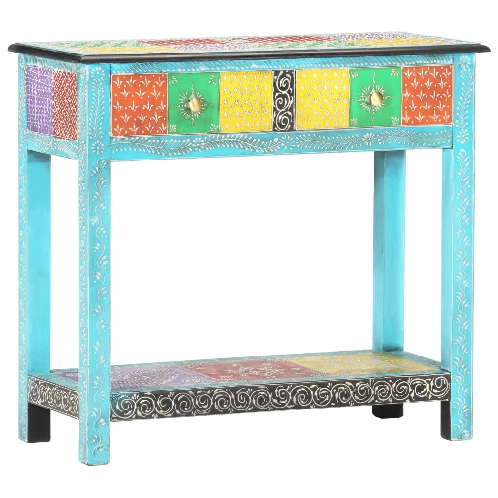 Tavolo Consolle Dipinto a Mano 80x35x75 cm in Legno di Mango cod mxl 64081