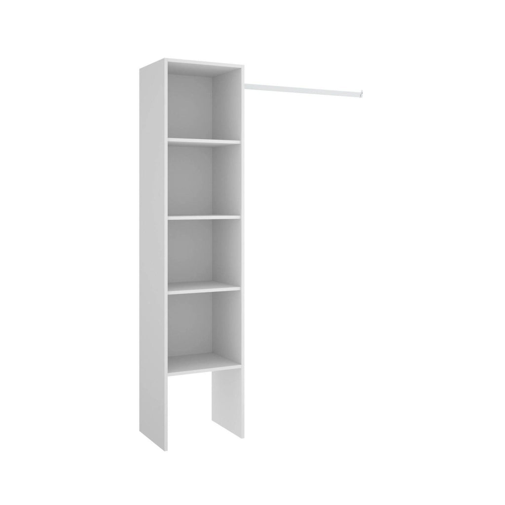 Guardaroba Adler, Struttura per cabina armadio, Mobile appendiabiti aperto, 138x40h186 cm, Bianco