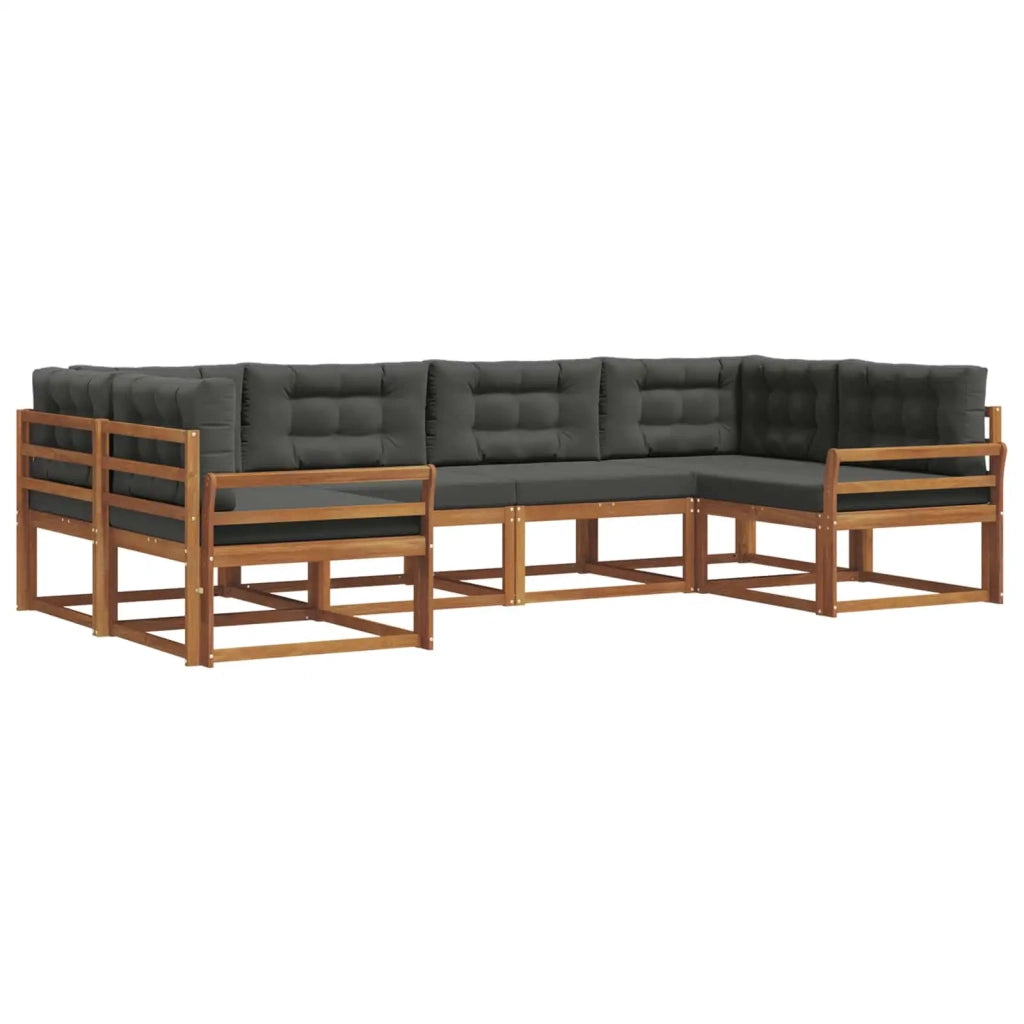 Set di divani da esterno con cuscino 6 pcs Naturale e Antracite