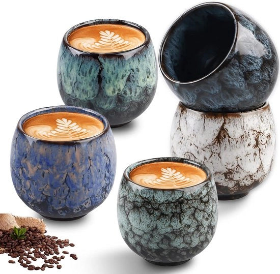 Set di 5 tazze per espresso in ceramica 110 ml - tazze spesse per espresso, mokka, macchiato e tè