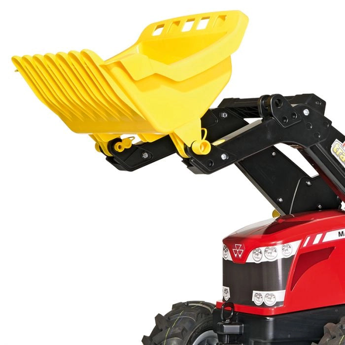 Trattore a pedali per bambini Massey Ferguson con ruspa e ruote gonfiabili