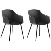 Set di 2 sedie da pranzo in plastica nera design minimalista braccioli soggiorno cucina mobili