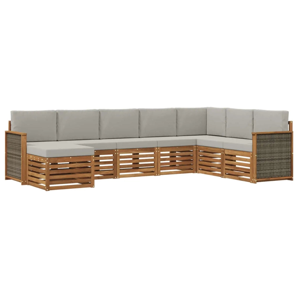 Set di divani da esterno 6 pz Naturale e Grigio Chiaro 3384707
