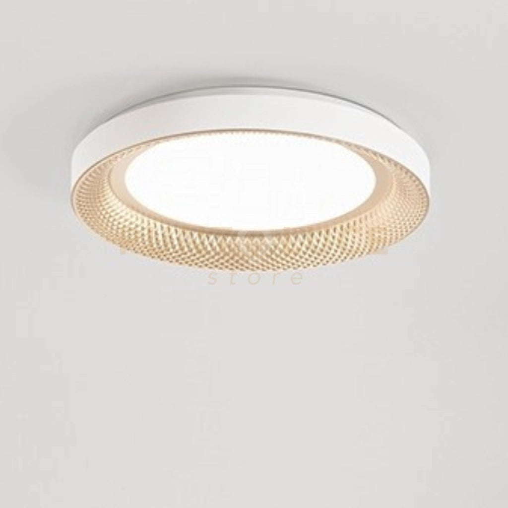 Plafoniera in metallo colore bianco opaco + oro opaco Hive LED 40W CCT 3000K 4000K CRI?90 220-240V 50/60Hz 3200Lm d.50cm