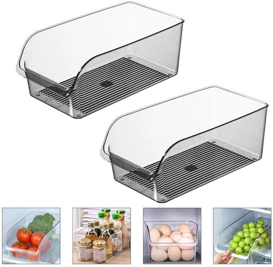 Organizzatore per frigorifero 2 pezzi - Cassa per verdure sicura per alimenti, organizzatore trasparente BPA-free per cucina, frigorifero e altri organizzatori