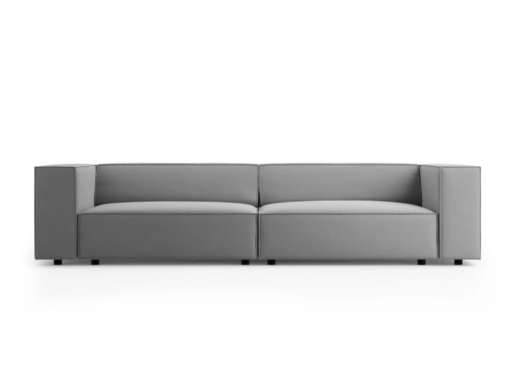 Cosmopolitan Design - Divano "Arendal" 4 posti in velluto grigio chiaro 