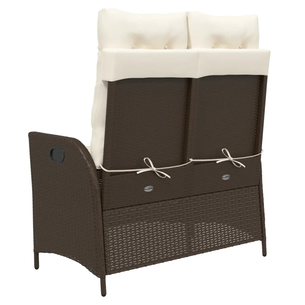 Panchina Reclinabile da Giardino | Panca da Giardino con Cuscini Marrone in Polyrattan
