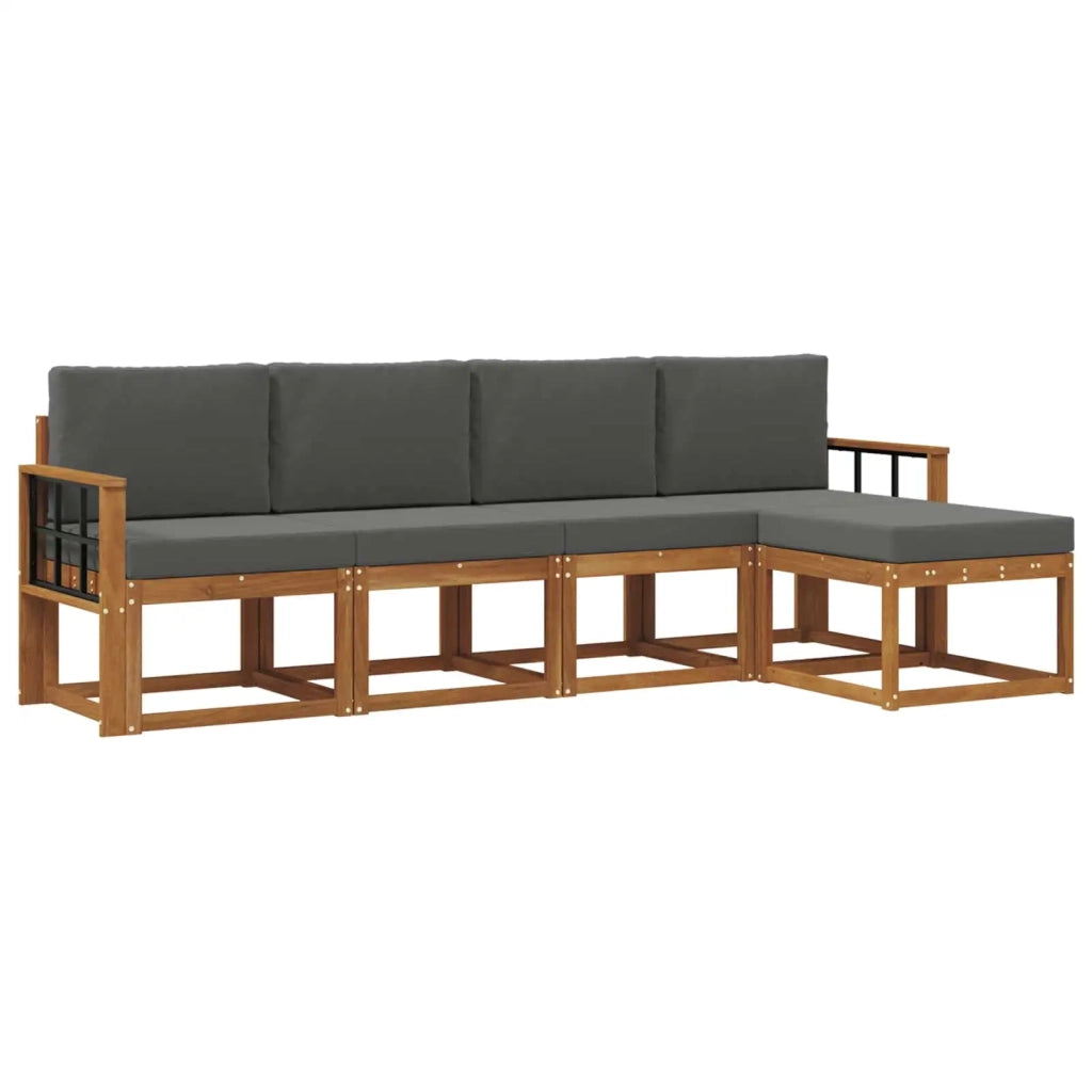 Set di divani da esterno con cuscino 5 pcs Naturale e Antracite